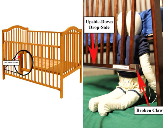 Cot with drop down side outlet